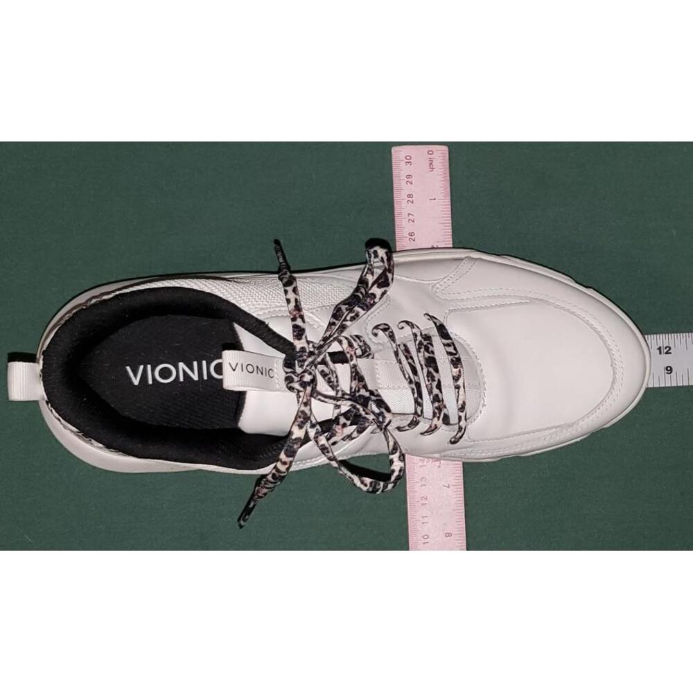 S48 Vionic Women's White Sneakers with Leopard Print Laces - Picture 6 of 11